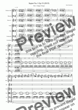 page one of Septet No.1 Op.19 in D Minor for Wind and Strings