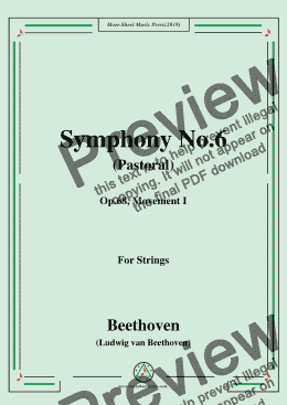 page one of Beethoven-Symphony No.6(Pastoral),Op.68,Movement I,for Strings