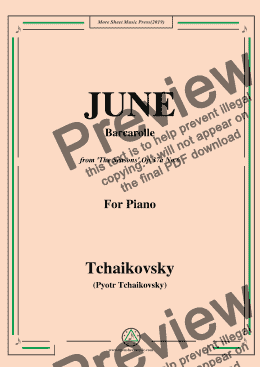 page one of Tchaikovsky-June,Barcarolle,from 'The Seasons',Op.37a No.6,for Piano