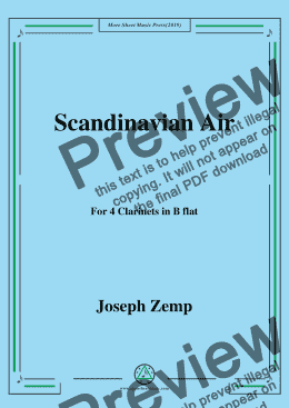 page one of Joseph Zemp-Scandinavian Air,for 4 Clarinets in B flat