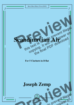 page one of Joseph Zemp-Scandinavian Air,for 5 Clarinets in B flat