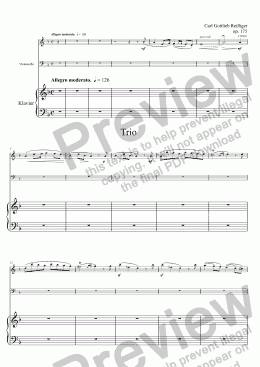 page one of Reißiger, Klaviertrio d-Moll op. 175 – Flöte (anstelle Violine)