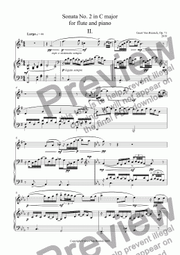 page one of Sonata No. 2 in C major  for flute and piano, Op. 71 - II. Largo