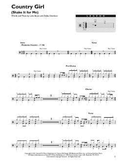 page one of Country Girl (Shake It For Me) (Drum Chart)