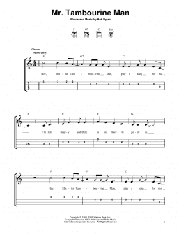 page one of Mr. Tambourine Man (Easy Ukulele Tab)