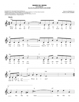 page one of Where Do I Begin (Love Theme) (from Love Story) (Easy Lead Sheet / Fake Book)