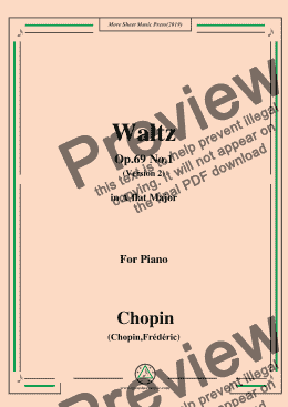 page one of Chopin-Waltz,in A flat Major,Op.69 No.1(Version 2),for Piano