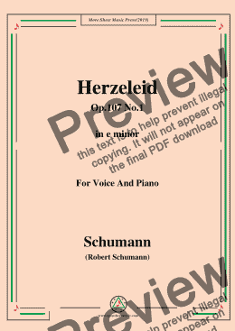 page one of Schumann-Herzeleid,Op.107 No.1,in e minor,for Voice&Piano