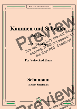 page one of Schumann-Kommen und Scheiden,Op.90 No.3,in A flat Major,for Voice&Piano