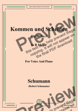 page one of Schumann-Kommen und Scheiden,Op.90 No.3,in B Major,for Voice&Piano