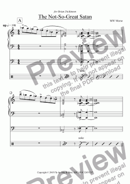 page one of Toronto Pianist Trilogy I - The Not-so-Great Satan (for Brian Dickinson)