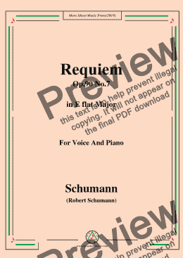 page one of Schumann-Requiem,Op.90 No.7,in E flat Major,for Voice&Piano