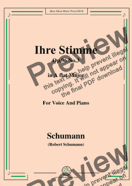 page one of Schumann-Ihre Stimme,Op.96 No.3,in A flat Major,for Voice&Piano