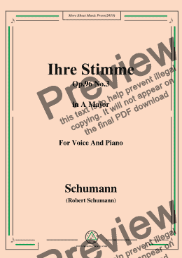 page one of Schumann-Ihre Stimme,Op.96 No.3,in A Major,for Voice&Piano