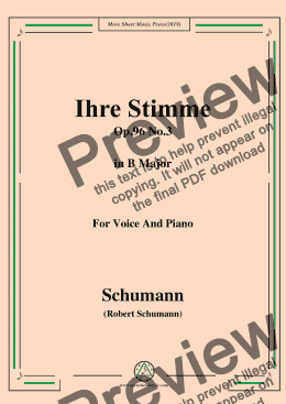 page one of Schumann-Ihre Stimme,Op.96 No.3,in B Major,for Voice&Piano