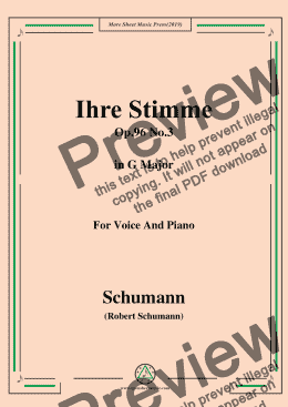 page one of Schumann-Ihre Stimme,Op.96 No.3,in G Major,for Voice&Piano