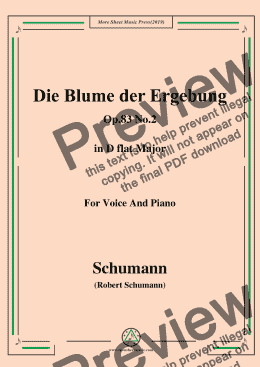 page one of Schumann-Die Blume der Ergebung,Op.83 No.2,in D flat Major,for Voice&Piano