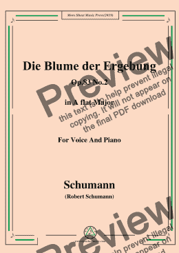 page one of Schumann-Die Blume der Ergebung,Op.83 No.2,in A flat Major,for Voice&Piano