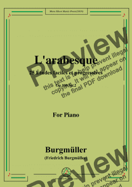 page one of Burgmüller-25 Études faciles et progressives, Op.100 No.2,L'arabesque