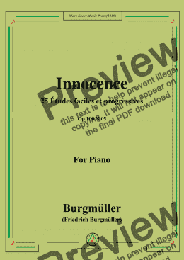 page one of Burgmüller-25 Études faciles et progressives, Op.100 No.5,Innocence