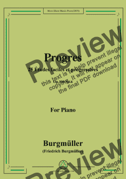 page one of Burgmüller-25 Études faciles et progressives, Op.100 No.6,Progres