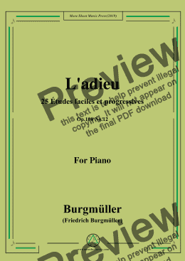 page one of Burgmüller-25 Études faciles et progressives, Op.100 No.12,L'adieu