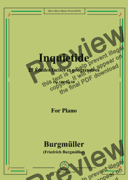 page one of Burgmüller-25 Études faciles et progressives, Op.100 No.18,Inquietide