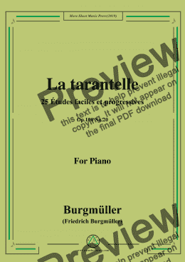 page one of Burgmüller-25 Études faciles et progressives, Op.100 No.20,La tarantelle