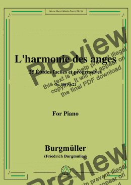 page one of Burgmüller-25 Études faciles et progressives, Op.100 No.21,L'harmonie des anges