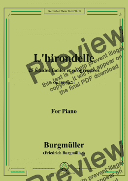 page one of Burgmüller-25 Études faciles et progressives, Op.100 No.24,L'hirondelle