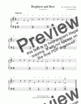 page one of Brightest and Best - for easy piano