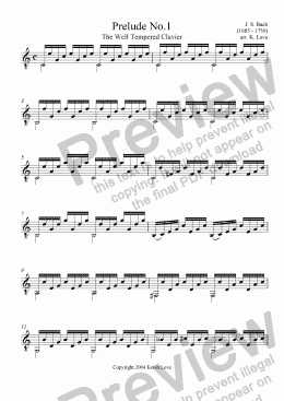 page one of Prelude No. 1 (Well Tempered Clavier)