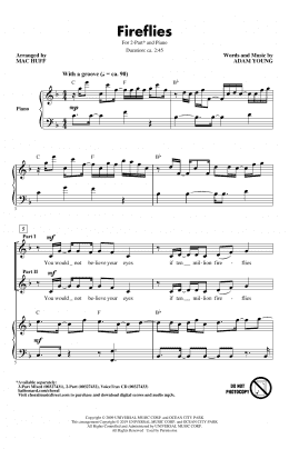 page one of Fireflies (arr. Mac Huff) (2-Part Choir)