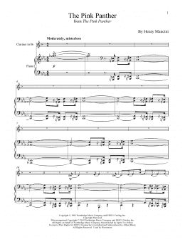 page one of The Pink Panther (Clarinet and Piano)