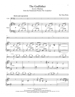 page one of The Godfather (Love Theme) (Cello and Piano)