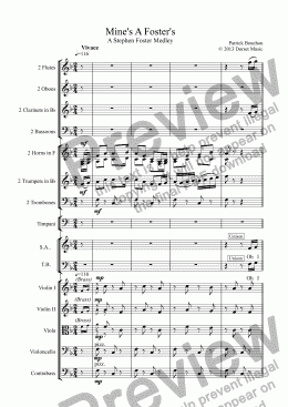 page one of Mine’s A Foster’s - A Stephen Foster Medley (SATB+Orchestra)