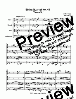 page one of String Quartet No 41 (Dramatic) - Score and parts