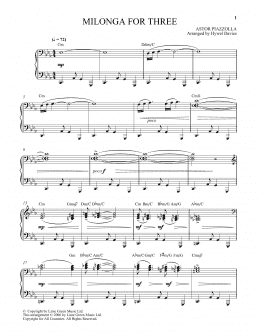 page one of Milonga For Three (Piano Solo)