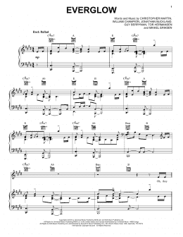 page one of Everglow (Piano, Vocal & Guitar Chords (Right-Hand Melody))