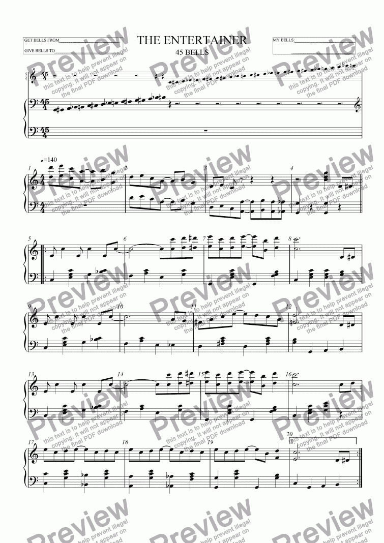 entertainer joplin brass quintet sheet music