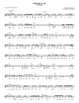 page one of How Far I'll Go (from Moana) (Lead Sheet / Fake Book)