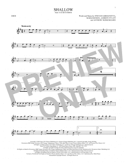 page one of Shallow (from A Star Is Born) (Oboe Solo)