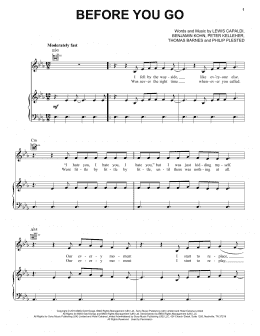 page one of Before You Go (Piano, Vocal & Guitar Chords (Right-Hand Melody))