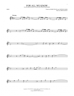 page one of For All We Know (Oboe Solo)