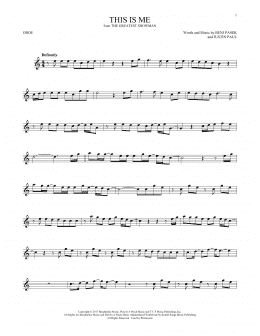 page one of This Is Me (from The Greatest Showman) (Oboe Solo)