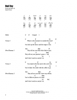 page one of Bad Day (Ukulele Chords/Lyrics)