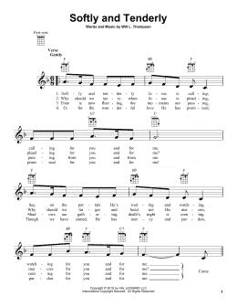 page one of Softly And Tenderly (Ukulele)