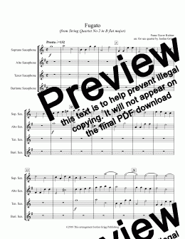 page one of Fugato (from String Quartet No 2 in B flat major) - Score and parts