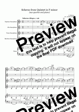 page one of Scherzo from Quintet in F minor (sax quartet and piano) - Score and parts