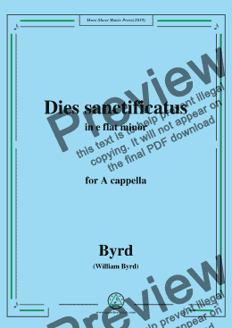 page one of Byrd-Dies sanctificatus,in e flat minor,for A cappella